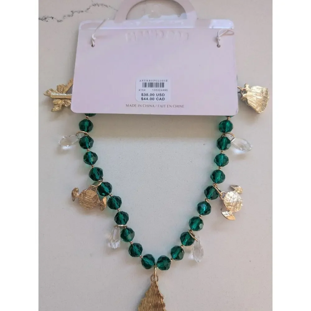 NWT Anthropologie Icon Pearl Bag Charm Green